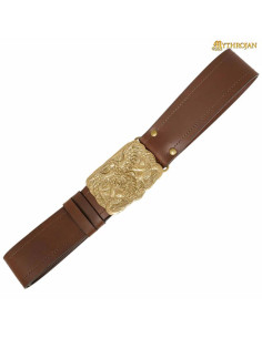 Ceinture viking bande simple boucle en laiton Corbeau d'Odin