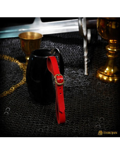 Tahalí médiéval en cuir pour tasses, couleur rouge 2