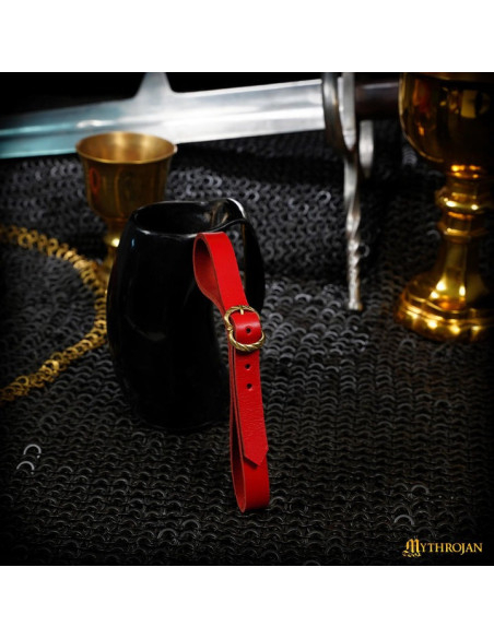 Tahalí médiéval en cuir pour tasses,...