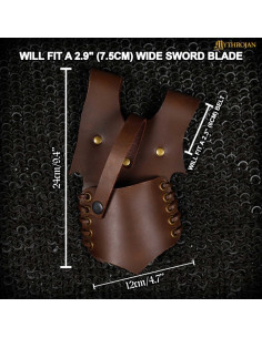 Tahalí médiéval en cuir pour suspendre des épées, couleur... 2