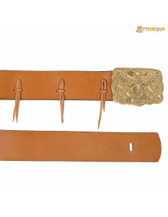 Ceinture viking vintage boucle en laiton corbeau d'Odin 2