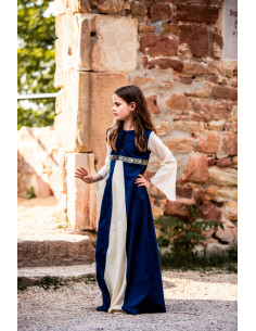 Robe médiévale Piccola Donna, bicolore bleu-blanc