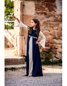 Robe médiévale Piccola Donna, bicolore bleu-blanc 2