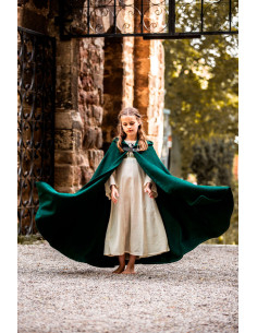 Capa médiévale enfant longue modèle Agnes, couleur verte