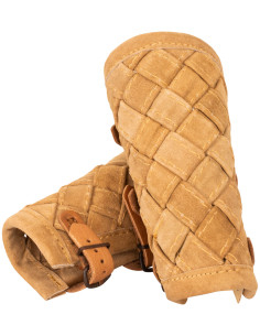 Bracelets médiévaux en cuir modèle Sigurd, couleur sable