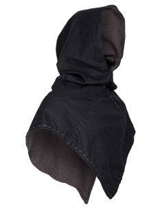 Gugel médiéval en coton modèle Halaif, couleur noire