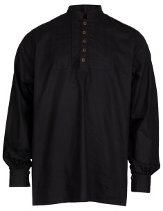 Chemise médiévale en coton modèle Lucious, couleur noire