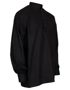 Chemise médiévale en coton modèle Lucious, couleur noire 2