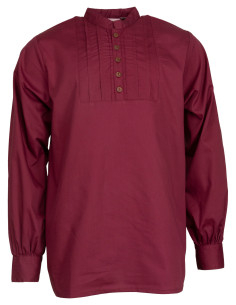 Chemise médiévale en coton modèle Lucious, couleur bordeaux