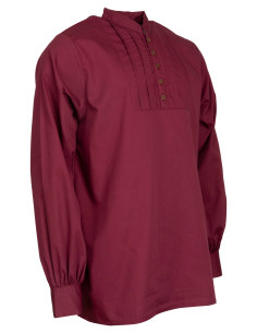 Chemise médiévale en coton modèle Lucious, couleur bordeaux 2
