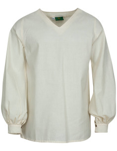 Tunique médiévale basique pour homme en coton, blanc naturel
