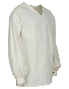 Tunique médiévale basique pour homme en coton, blanc naturel 2