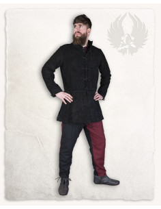 Manteau médiéval en daim modèle Tilly, couleur noire 2