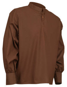 Chemise médiévale en coton modèle Bartold, couleur marron 2