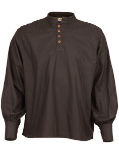 Chemise médiévale en coton modèle Bartold, couleur noire