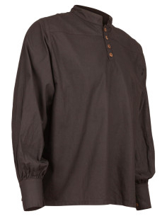 Chemise médiévale en coton modèle Bartold, couleur noire 2