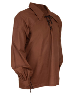 Chemise médiévale en coton modèle Sawyer, couleur marron... 2