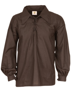 Chemise médiévale en coton modèle Sawyer, couleur noire
