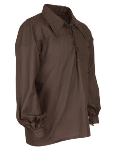 Chemise médiévale en coton modèle Sawyer, couleur noire 2