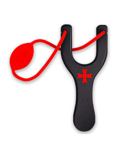 Fusil croix templière en bois noir avec caoutchouc rouge