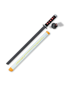 Wakizashi en bois de la marque Tole10, gaine blanche