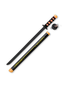 Wakizashi en bois marque Tole10, gaine noire