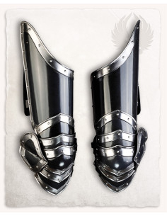 Armure pour jambes en acier noirci avec bords argentés
