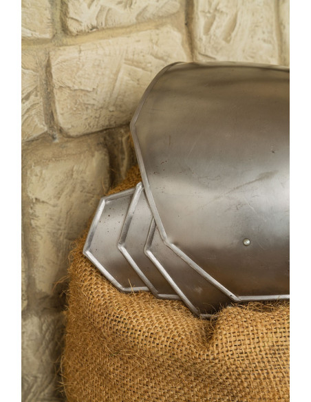 Épaulières médiévales en acier poli...