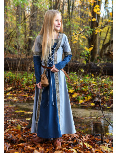 Robe Médiévale fille Leonor à manches longues, bleue