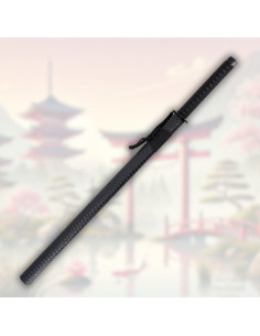 Katana décorative lame en acier finition titane bleu 2