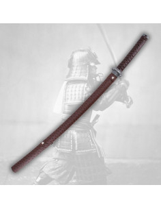 Katana décorative avec gaine rouge, avec support 2