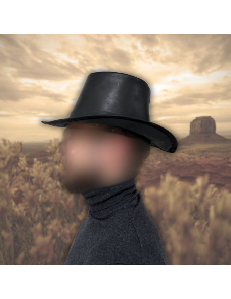 Chapeau de pèlerin en cuir noir