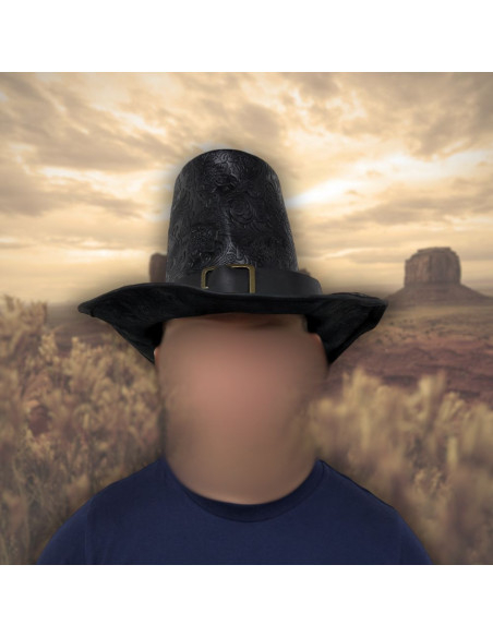 Chapeau haut en cuir noir