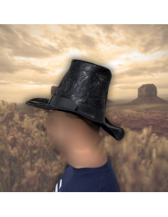 Chapeau haut en cuir noir 2