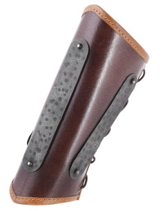 Bracelet médiéval viking cuir modèle Arnulf, couleur marron