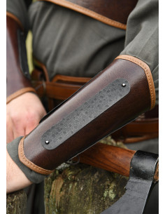 Bracelet médiéval viking cuir modèle Arnulf, couleur marron 2