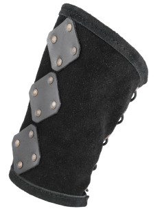 Bracelet médiéval en cuir modèle Vares, couleur noire