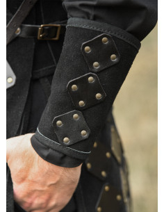 Bracelet médiéval en cuir modèle Vares, couleur noire 2