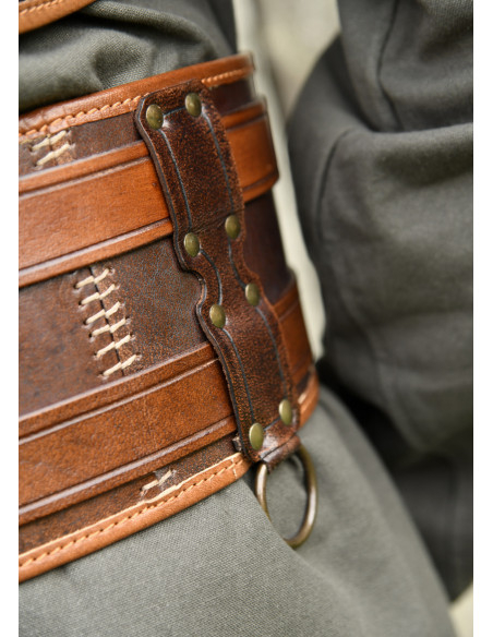 Ceinture médiévale double en cuir...