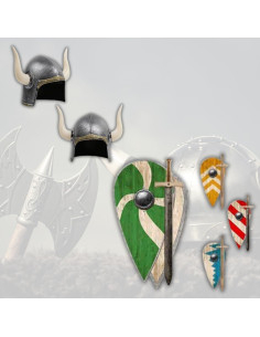 Pack enfant viking : bouclier en relief, épée et casque