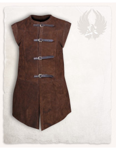 Gilet médiéval long en daim modèle Garen, couleur marron
