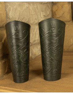 Bracelets médiévaux en cuir modèle Ragnarok, couleur verte