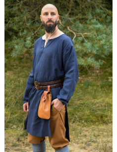 Tunique longue viking en lin, couleur bleu foncé 2