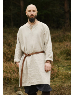 Tunique longue vikingue en lin, couleur naturelle