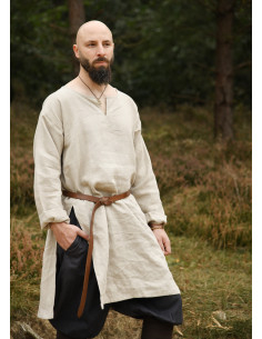 Tunique longue vikingue en lin, couleur naturelle 2