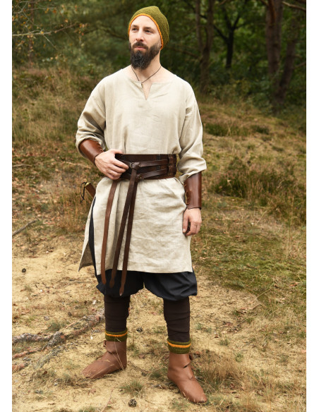 Tunique longue vikingue en lin,...