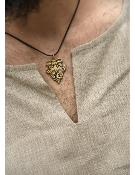 Tunique longue vikingue en lin,...