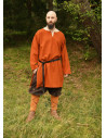 Tunique longue vikingue en laine, couleur orange