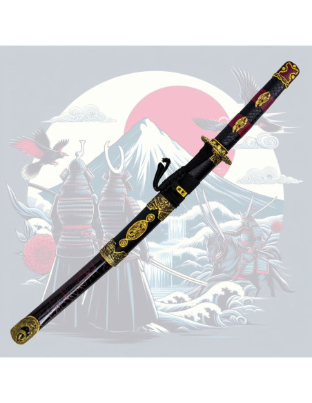 Wakizashi décoratif tsuba Fleur de...