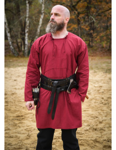 Tunique vikingue en coton modèle Viborg, couleur rouge